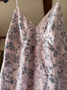 BERNADETTE Floral Pink Slip Dress with Spaghetti Straps